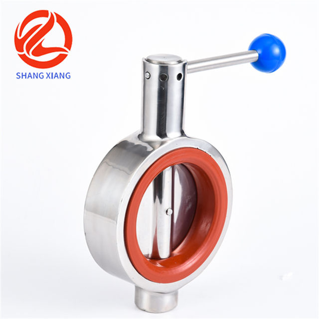 Sanitary wafer butterfly valve